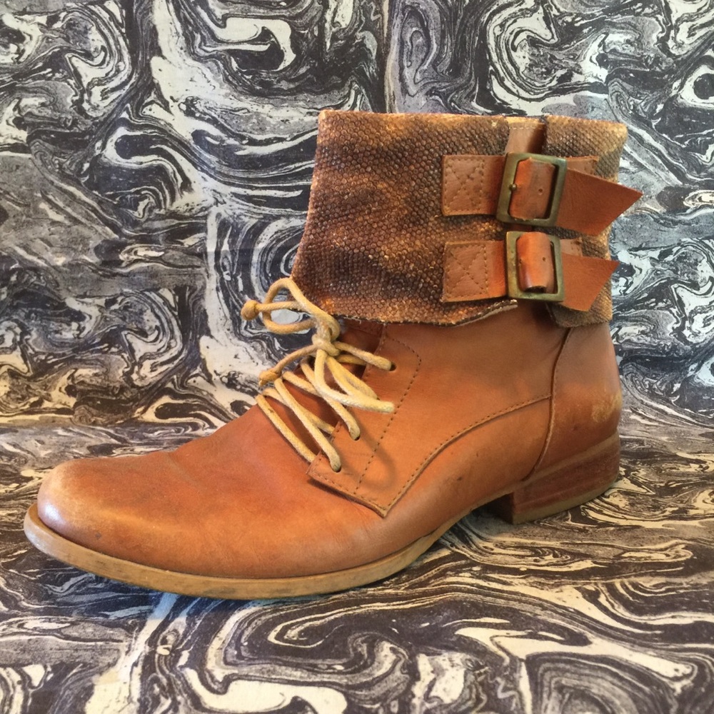 Soft Leather Slouch Lace Up Boot